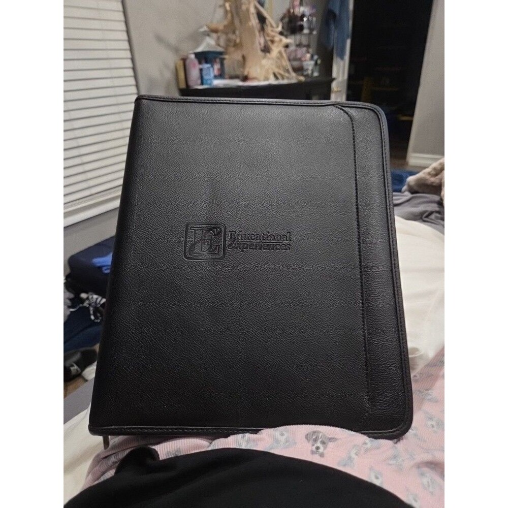 LEED'S Black Organizer Genuine Leather With Legal Pad Padfolio Portfolio B18